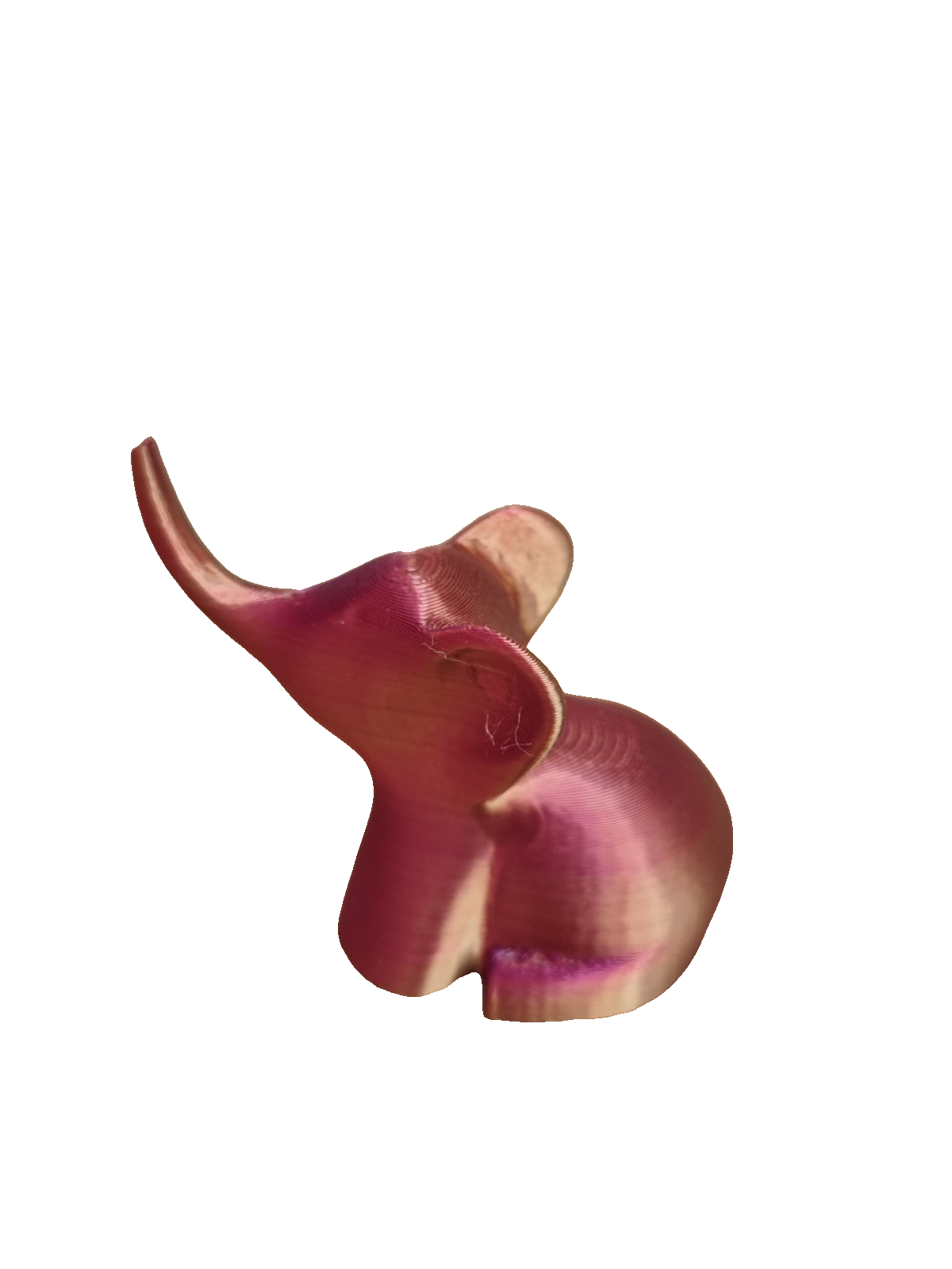 TGY 3D webshop - Ülő szerencse elefánt, felemelt ormánnyal - Natúr felület (Kezeletlen felület) 3szín Narancs-Kék-Zöld (Selyem_PLA) - 3D nyomtatás  bérnyomtatás ajándéktárgyak emléktárgyak használati eszközök 