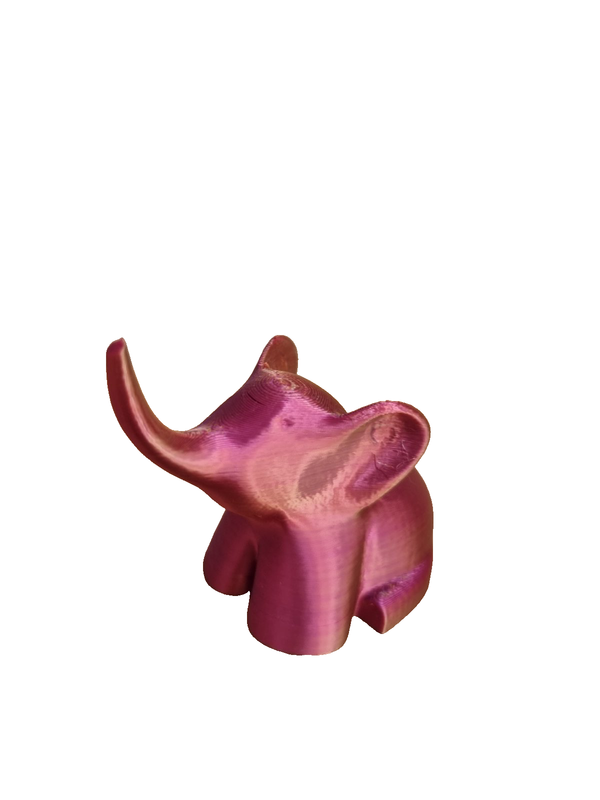 TGY 3D webshop - Ülő szerencse elefánt, felemelt ormánnyal - Natúr felület (Kezeletlen felület) 3szín Narancs-Kék-Zöld (Selyem_PLA) - 3D nyomtatás  bérnyomtatás ajándéktárgyak emléktárgyak használati eszközök 
